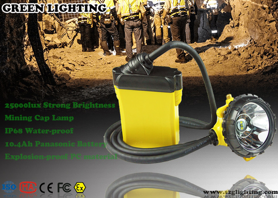 Estilo atado 25000 Lux Strong Brightness de Hard Hat Light del minero de carbón 10.4AH