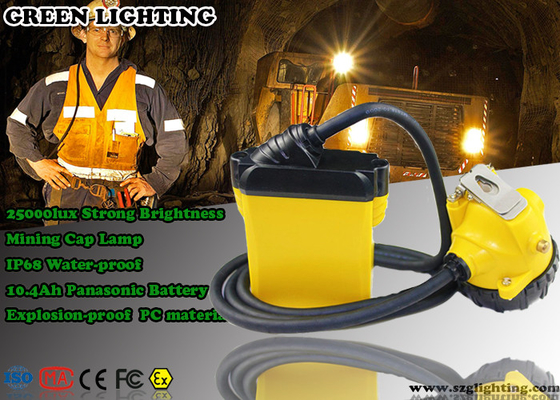 Estilo atado 25000 Lux Strong Brightness de Hard Hat Light del minero de carbón 10.4AH