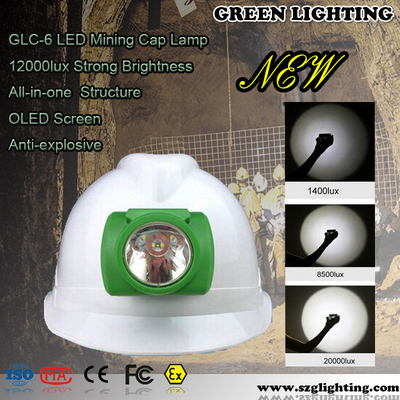 Luz minera de 10000 Lux Rechargeable LED con prenda impermeable del IP 68 de la pantalla de OLED
