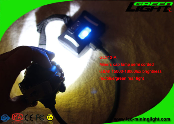 Minero de carbón semi atado Hard Hat Light 6.8Ah Li - Ion Battery With 2 luces de respaldo de SMD