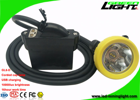 El casquillo de la explotación minera IP68 enciende la ayuda atada de la carga por USB de 10000 Lux Brightness With Cable