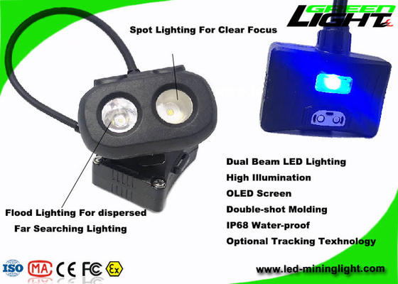 carga por USB 10.4Ah del haz dual de la lámpara de casquillo de los mineros de la pantalla LED de 334lum OLED