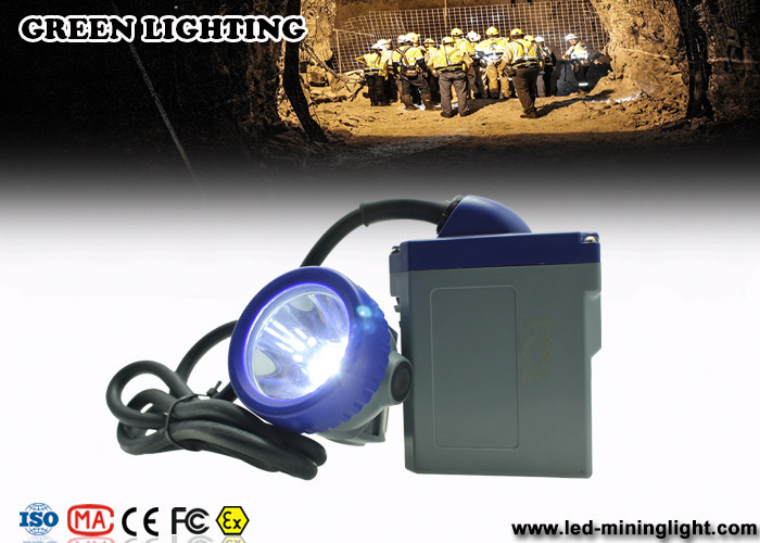 linterna llevada recargable de los mineros de cobre amarillo de la batería 6.6Ah con el bisel azul 10000lux LED principal de la PC