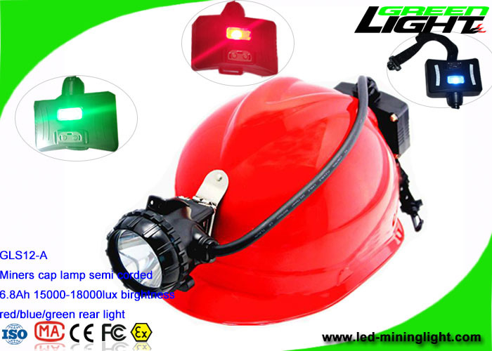Minero de carbón semi atado Hard Hat Light 6.8Ah Li - Ion Battery With 2 luces de respaldo de SMD